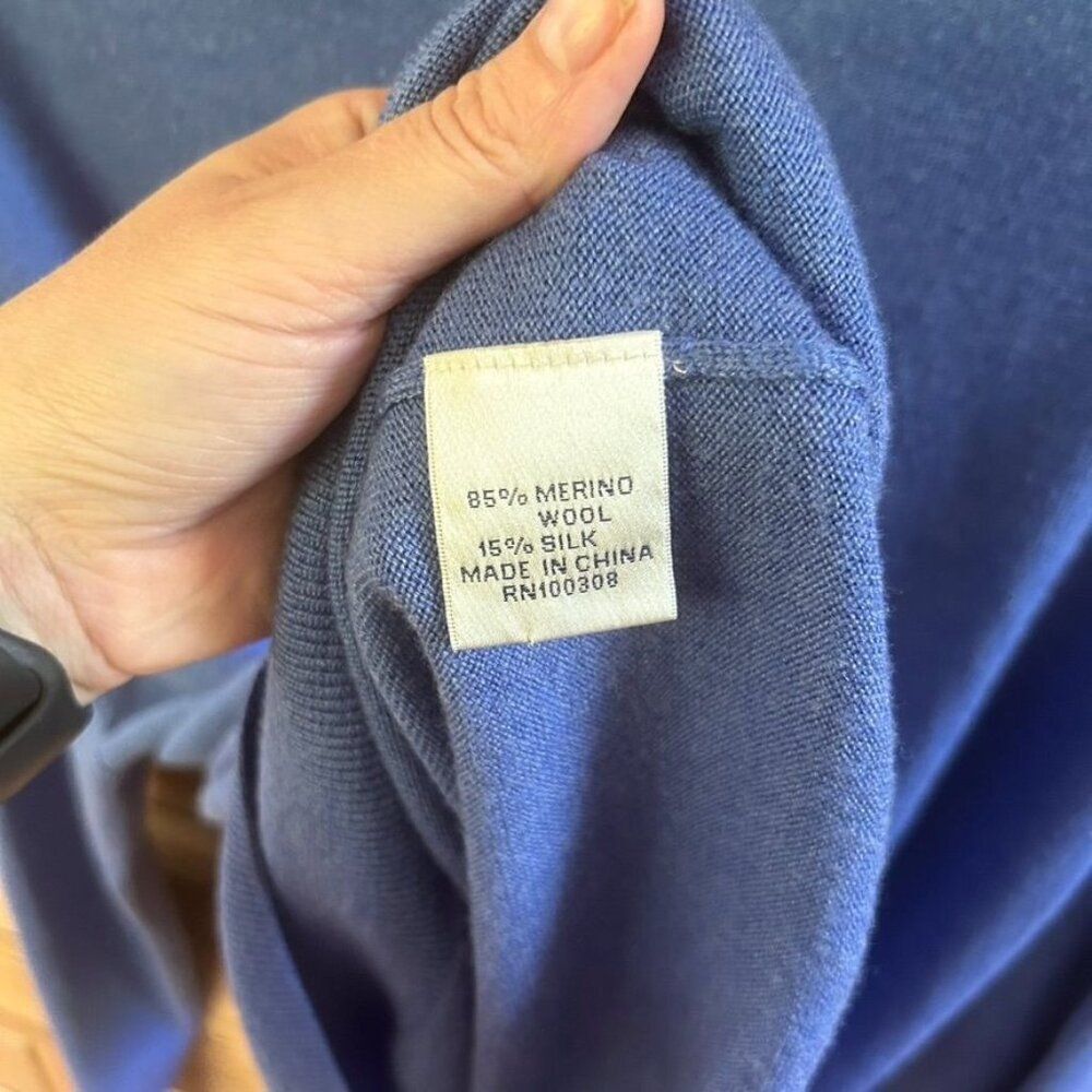 Peter Millar XL Sweater Men’s Blue 1/4 Zip Pullover Long Sleeve Merino Wool Silk - Picture 9 of 11